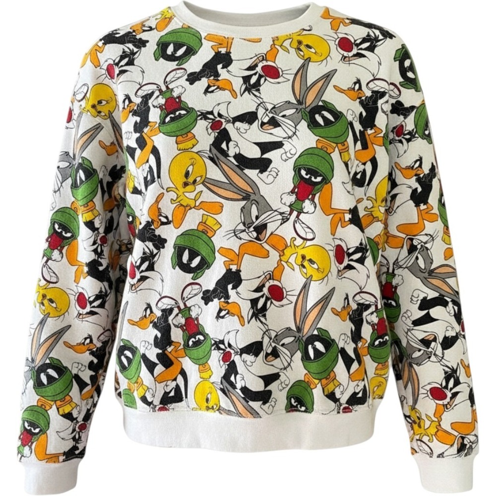 Looney Tunes All Over Print Sweatshirt White Bugs Tweety Marvin L(11-13) 2019
